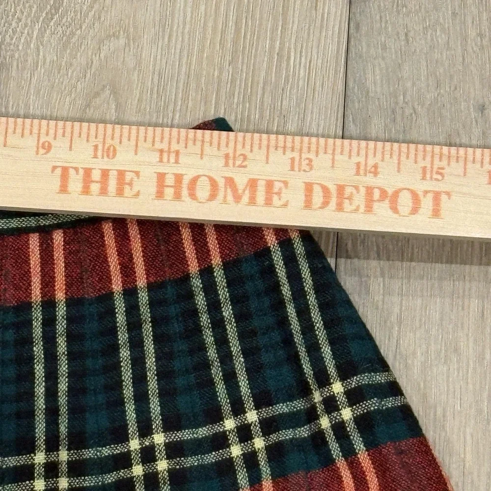 Vintage REVERSIBLE Plaid Wool Skirt Red Green Pleated Schoolgirl *Repair Project
